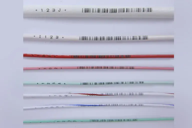 Multi colors wire with black lines on wrapper.